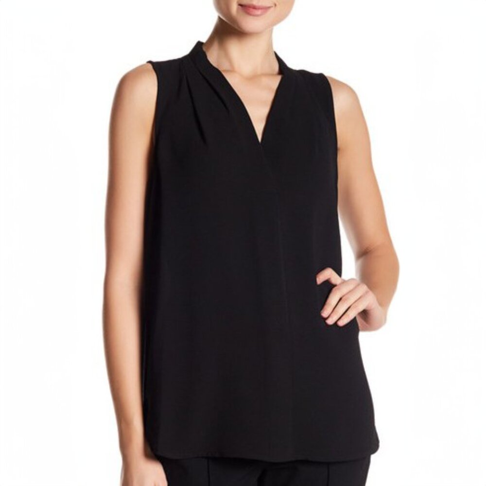 Vince Camuto | Black Draped V-Neck Blouse